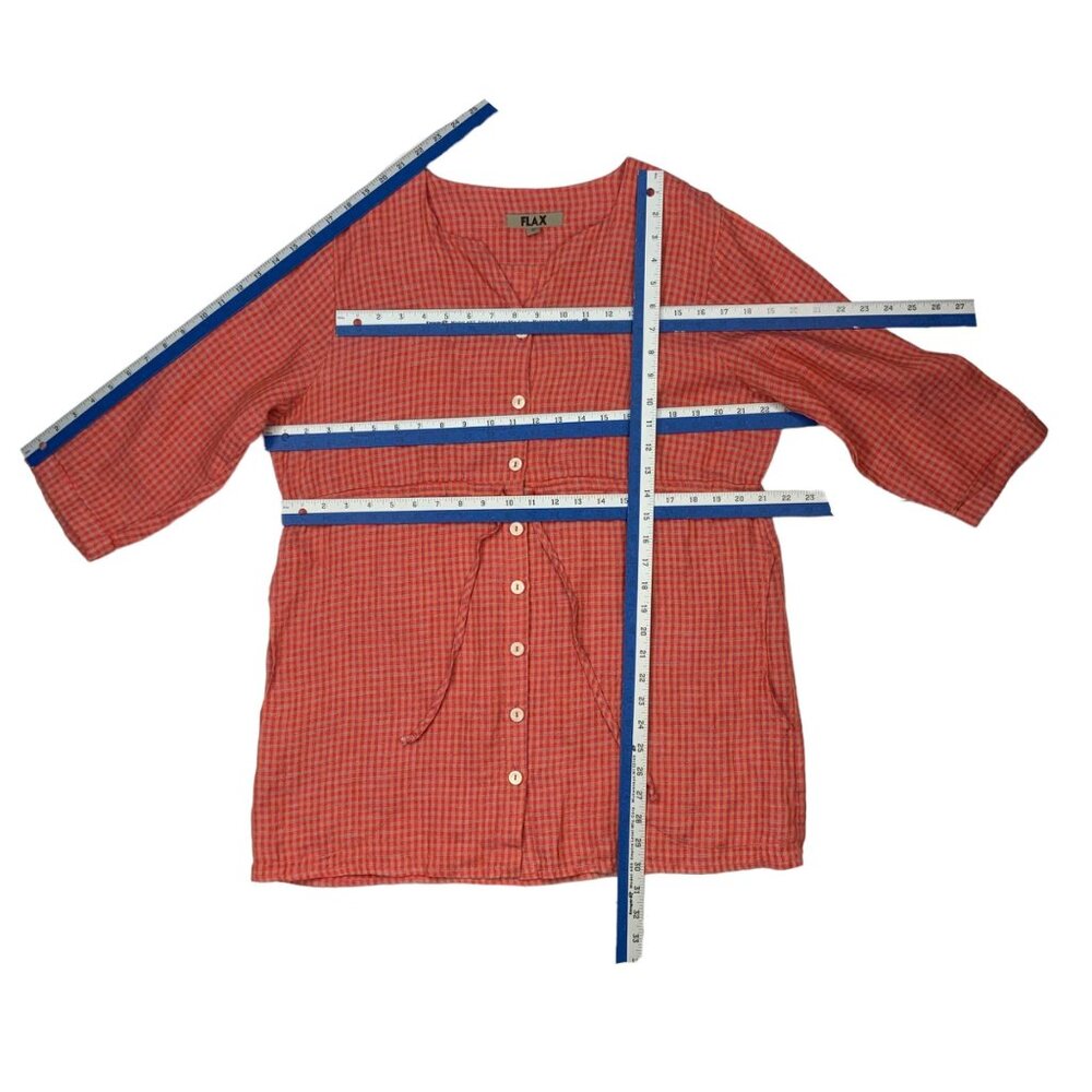 Flax Linen 3/4 sleeve Tunic Blouse - Picture 5 of 13